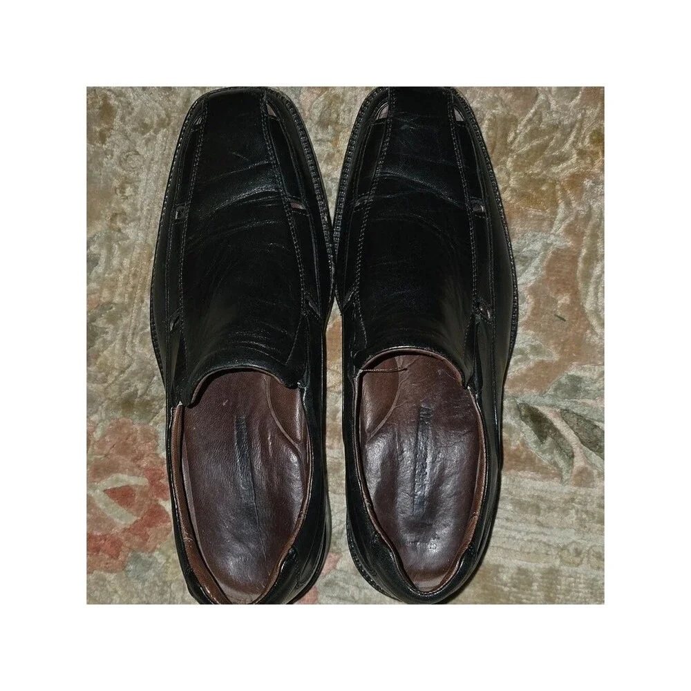 Johnston & Murphy Shoes Men's Size 8.5 8-1/2  Black Leather Loafers Slip On